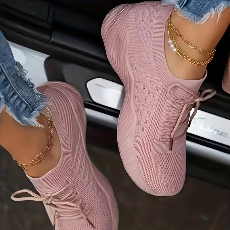 Women's Knitted Sports Shoes - Casual Comfortable Low Top Running & Walking Trainers, Breathable Outdoor Sneakers plus size - For Women - Suitable for Sports, Running, Walking & Everyday Wear - Perfect Gift for Fitness Enthus